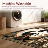 Ultra Soft Area Rug, Non Slip, Stain Resistant, Washable Area Rugs for Living Room, Bedroom, Hand Painted Horse Spirit Area Rug with Expressive Motion and Vintage Detailing(Brown)