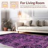 Ultra Soft Area Rug, Non Slip, Stain Resistant, Washable Area Rugs for Living Room, Bedroom, Stylish Transitional Symmetrical Elements(Purple)