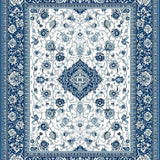 Ultra Soft Area Rug, Non Slip, Stain Resistant, Washable Area Rugs for Living Room, Bedroom, Refined Elegant Floral Texture(Blue)