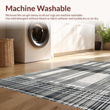 Ultra Soft Area Rug, Non Slip, Stain Resistant, Washable Area Rugs for Living Room, Bedroom, Elegant Large Area Rug with Bold Striped Pattern Design(Black)