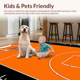 Ultra Soft Area Rug, Non Slip, Stain Resistant, Washable Area Rugs for Living Room, Bedroom, Playful Round Basketball Inspired(Orange)