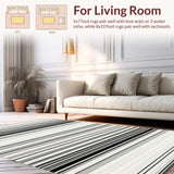Ultra Soft Area Rug, Non Slip, Stain Resistant, Washable Area Rugs for Living Room, Bedroom, Artisanal Woven Linear Pattern Rug with Chic Monochrome Stripes(Black)