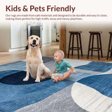 Ultra Soft Area Rug, Non Slip, Stain Resistant, Washable Area Rugs for Living Room, Bedroom, Serene Modernist Fluid Form Layout(Blue)