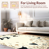 Ultra Soft Area Rug, Non Slip, Stain Resistant, Washable Area Rugs for Living Room, Bedroom, Enchanted Butterfly Garden Area with Floral Motifs for Whimsical Decor(Ivory)