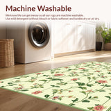 Ultra Soft Area Rug, Non Slip, Stain Resistant, Washable Area Rugs for Living Room, Bedroom, Soft Pastel Blossom Artwork(Ivory)