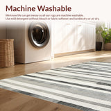 Ultra Soft Area Rug, Non Slip, Stain Resistant, Washable Area Rugs for Living Room, Bedroom, Black & White Striped Rug: Modern Handwoven Design(Gray)