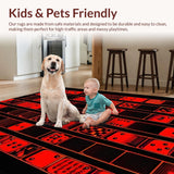 Ultra Soft Area Rug, Non Slip, Stain Resistant, Washable Area Rugs for Living Room, Bedroom, Lively Contemporary Graphic Design(Red)
