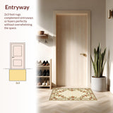 Ultra Soft Area Rug, Non Slip, Stain Resistant, Washable Area Rugs for Living Room, Bedroom, Neutral Floral Large Yoga Space Non-Slip Carpet(Beige)
