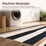 Boho Chic Black and Beige Area Abstract Stripe(Beige)