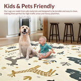 Ultra Soft Area Rug, Non Slip, Stain Resistant, Washable Area Rugs for Living Room, Bedroom, Charming Animal Themed Area Suitable for Boys Play Spaces(Beige)