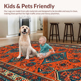 Ultra Soft Area Rug, Non Slip, Stain Resistant, Washable Area Rugs for Living Room, Bedroom, Rust Boho Living Room Non-Slip Carpet(Orange)