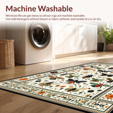 Ultra Soft Area Rug, Non Slip, Stain Resistant, Washable Area Rugs for Living Room, Bedroom, Charming Organic Botanical Design(White)