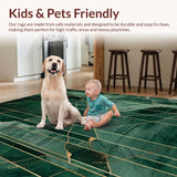 Ultra Soft Area Rug, Non Slip, Stain Resistant, Washable Area Rugs for Living Room, Bedroom, Sleek Abstract Linear Patterns(Green)