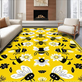 Ultra Soft Area Rug, Non Slip, Stain Resistant, Washable Area Rugs for Living Room, Bedroom, Contemporary Bee Theme Accent Piece(Yellow)