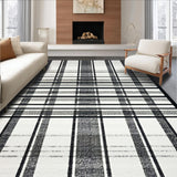Ultra Soft Area Rug, Non Slip, Stain Resistant, Washable Area Rugs for Living Room, Bedroom, Entryway Accent Rug: Graphic Stripe Woven Floor Covering(Black)