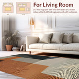 Ultra Soft Area Rug, Non Slip, Stain Resistant, Washable Area Rugs for Living Room, Bedroom, Elegant Minimalist Deer Silhouette(Orange)