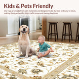 Ultra Soft Area Rug, Non Slip, Stain Resistant, Washable Area Rugs for Living Room, Bedroom, Elegant Vintage Inspired Area with Classic Floral and Neutral Tones(White)