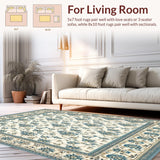 Azure Echoes Area Beige Accents Elegant Floor Art(Beige)