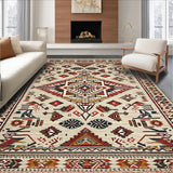 Ultra Soft Area Rug, Non Slip, Stain Resistant, Washable Area Rugs for Living Room, Bedroom, Elegant Tribal Geometric Fusion(Beige)