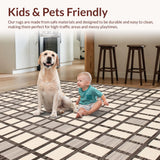 Ultra Soft Area Rug, Non Slip, Stain Resistant, Washable Area Rugs for Living Room, Bedroom, Chic Contemporary Geometric Motif(Beige)