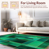 Ultra Soft Area Rug, Non Slip, Stain Resistant, Washable Area Rugs for Living Room, Bedroom, Vibrant Modern Patterned Elegance(Green)