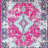 Ultra Soft Area Rug, Non Slip, Stain Resistant, Washable Area Rugs for Living Room, Bedroom, Trendy Turquoise Distressed Aesthetic(Pink)