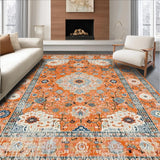 Ultra Soft Area Rug, Non Slip, Stain Resistant, Washable Area Rugs for Living Room, Bedroom, Modern Eclectic Vintage Hue(Orange)