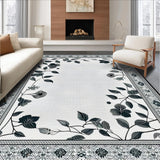 Ultra Soft Area Rug, Non Slip, Stain Resistant, Washable Area Rugs for Living Room, Bedroom, Modern Botanical Luxe Touch(Gray)