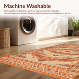 Ultra Soft Area Rug, Non Slip, Stain Resistant, Washable Area Rugs for Living Room, Bedroom, Warm Toned Rustic Woven Elegance(Orange)