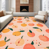 Ultra Soft Area Rug, Non Slip, Stain Resistant, Washable Area Rugs for Living Room, Bedroom, Charming Coral Fruit Motif Delight(Pink)