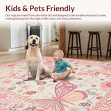 Ultra Soft Area Rug, Non Slip, Stain Resistant, Washable Area Rugs for Living Room, Bedroom, Vibrant Floral Boho Inspiration(Ivory)