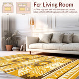 Ultra Soft Area Rug, Non Slip, Stain Resistant, Washable Area Rugs for Living Room, Bedroom, Warm Earth Tones with Tribal Flair(Yellow)