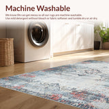 Ultra Soft Area Rug, Non Slip, Stain Resistant, Washable Area Rugs for Living Room, Bedroom, Rustic Distressed Geometric Arrangement(Gray)