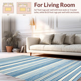 Ultra Soft Area Rug, Non Slip, Stain Resistant, Washable Area Rugs for Living Room, Bedroom, Sky-Toned Rustic Weave Charm(Blue)