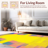 Ultra Soft Area Rug, Non Slip, Stain Resistant, Washable Area Rugs for Living Room, Bedroom, Bright Playful Linear Visuals(Yellow)