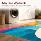Ultra Soft Area Rug, Non Slip, Stain Resistant, Washable Area Rugs for Living Room, Bedroom, Geometric Paradise Area Modern Boho Rainbow Arch Inspired(Blue)