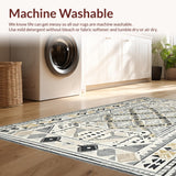 Ultra Soft Area Rug, Non Slip, Stain Resistant, Washable Area Rugs for Living Room, Bedroom, Chic Geometric Grey Aesthetic(Beige)