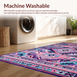 Ultra Soft Area Rug, Non Slip, Stain Resistant, Washable Area Rugs for Living Room, Bedroom, Vibrant Aztec Geometry Aesthetic(Pink)