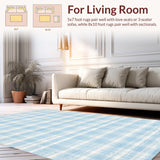Ultra Soft Area Rug, Non Slip, Stain Resistant, Washable Area Rugs for Living Room, Bedroom, Elegant Bow Knot Coquette Rug Whimsical Bathroom Decor Preppy Soft Carpet(Blue)