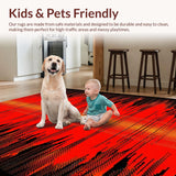 Ultra Soft Area Rug, Non Slip, Stain Resistant, Washable Area Rugs for Living Room, Bedroom, Dynamic Lava Flow Aesthetic(Red)