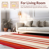 Ultra Soft Area Rug, Non Slip, Stain Resistant, Washable Area Rugs for Living Room, Bedroom, Santa Monica Red/Beige Square Area(Red)