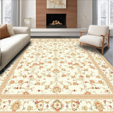 Ultra Soft Area Rug, Non Slip, Stain Resistant, Washable Area Rugs for Living Room, Bedroom, Elegant Round Area with Intricate Floral Motifs in Beige Tones(Beige)