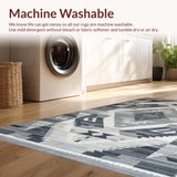 Ultra Soft Area Rug, Non Slip, Stain Resistant, Washable Area Rugs for Living Room, Bedroom, Elegant Silver Layered Patterns(Gray)