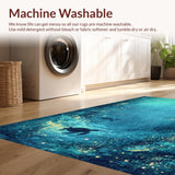 Ultra Soft Area Rug, Non Slip, Stain Resistant, Washable Area Rugs for Living Room, Bedroom, Deep Blue Sea Smooth Surface Rug With Majestic Turtle And Ocean Current(Blue)