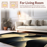 Ultra Soft Area Rug, Non Slip, Stain Resistant, Washable Area Rugs for Living Room, Bedroom, Contemporary Black and Gold Artistic Flow(Gold)