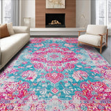 Ultra Soft Area Rug, Non Slip, Stain Resistant, Washable Area Rugs for Living Room, Bedroom, Distressed Tropical Abstract Elegance(Pink)
