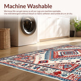 Ultra Soft Area Rug, Non Slip, Stain Resistant, Washable Area Rugs for Living Room, Bedroom, Elegant Rustic Ogee Pattern(White)