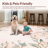 Ultra Soft Area Rug, Non Slip, Stain Resistant, Washable Area Rugs for Living Room, Bedroom, Blush Bloom Area Pink Floral Indoor(Pink)
