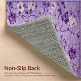 Ultra Soft Area Rug, Non Slip, Stain Resistant, Washable Area Rugs for Living Room, Bedroom, Elegant Soft Colorful Bloom Patterns(Purple)