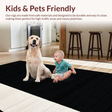 Ultra Soft Area Rug, Non Slip, Stain Resistant, Washable Area Rugs for Living Room, Bedroom, Cozy Black Tan Patterned Charm(Black)